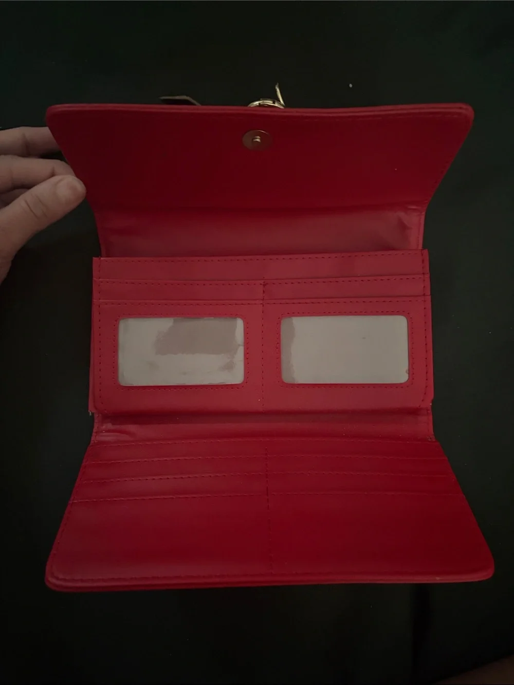 Red Women's Wallet Clutch with Gold Ring Accent